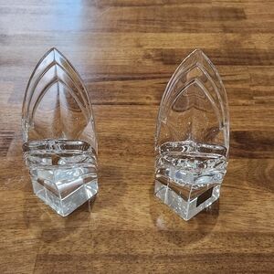 Mikasa Crystal Art Deco Candle Holder Pair